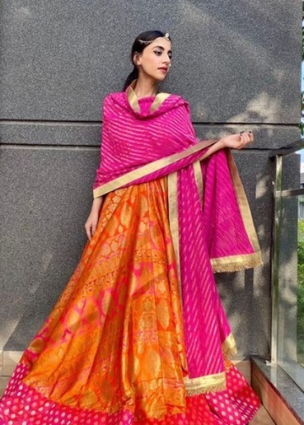 Banarsi Bandhani Anarkali Gown